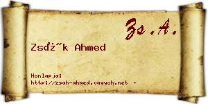 Zsák Ahmed névjegykártya